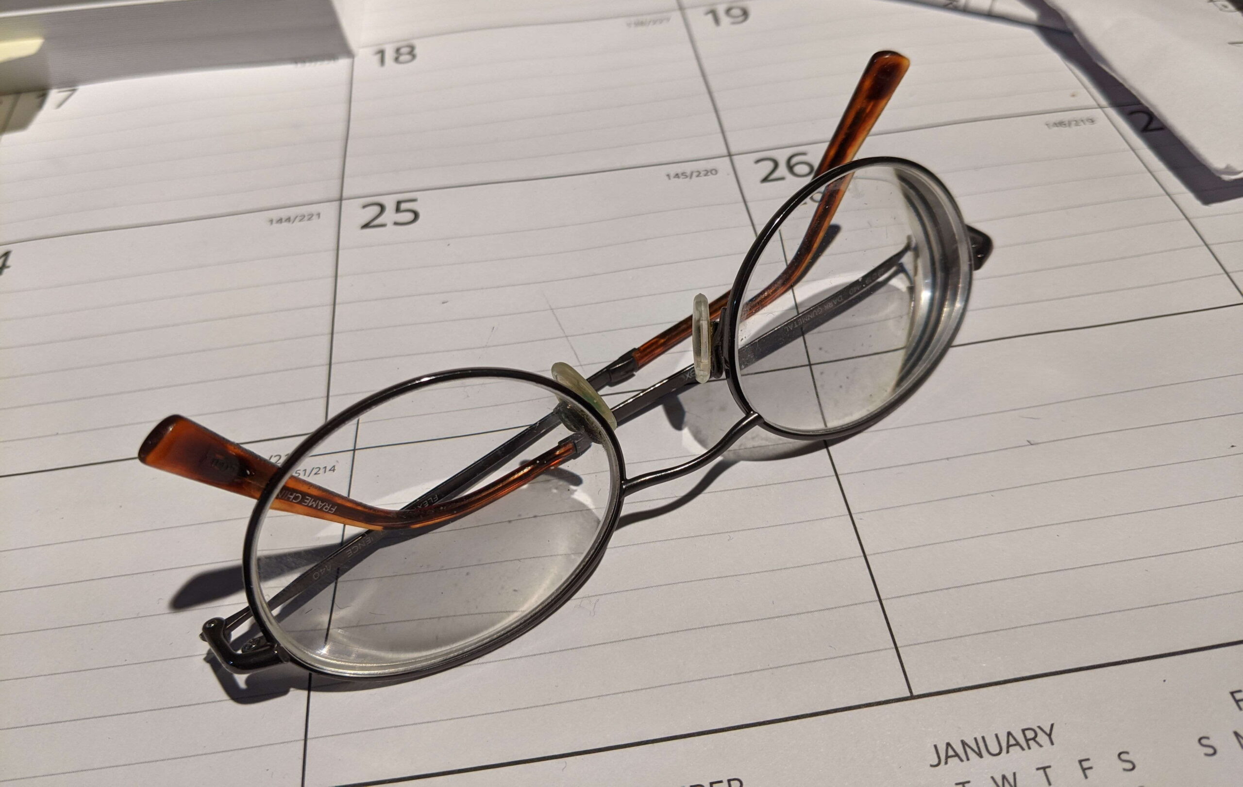 Glasses on Calendar